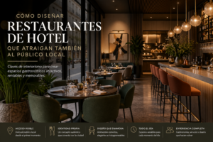 Restaurante de hotel elegante diseñado para atraer huéspedes y público local